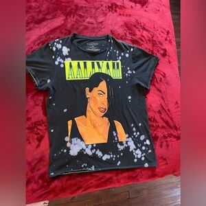 R.I.P. AALIYAH Tour T Shirt-Black Big‎ Logo Vintage Sz M - Tour List On Back